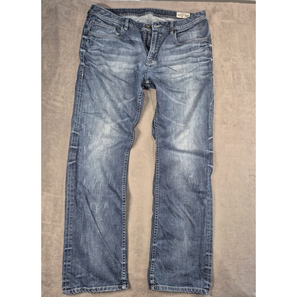Buffalo David Bitton Six-X Slim Straight Jeans Mens 38x34 Blue Denim